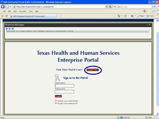 Screen shot of Portal Logon page